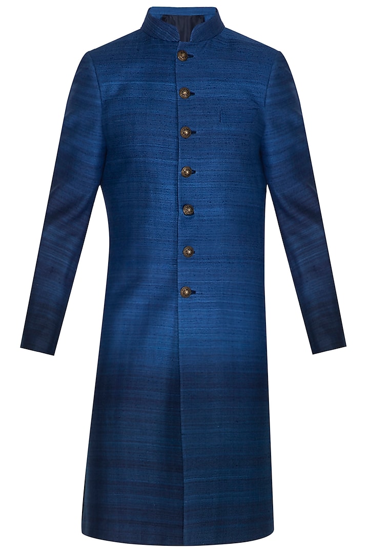 Blue Ombre Sherwani by Dhruv Vaish